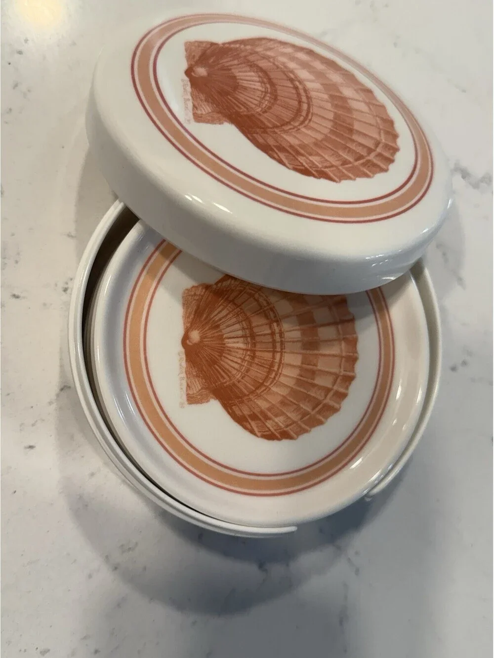 Roger Bucklin Vintage Coasters Set of 5 w/Holder Shell Melamine